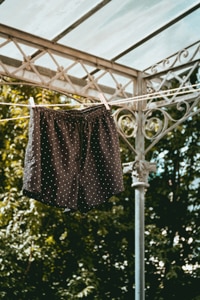 laundry hanging in rail