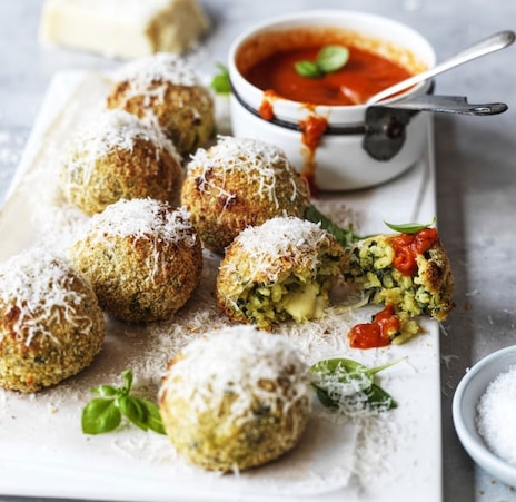 Spinach & Mozzarella Arancini with Roast Tomato Sauce