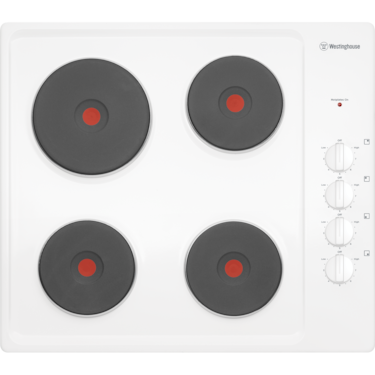 60cm 4 zone electric solid cooktop, white