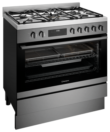 90cm dual fuel freestanding oven with AirFry, dark stainless steel