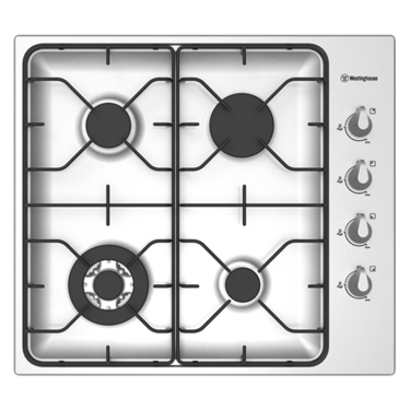 60cm cooktop, 4 burners incl. wok