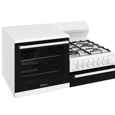 110cm freestanding gas oven and gas cooktop with separate grill, white