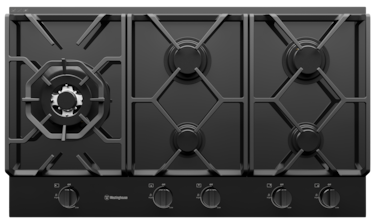 90cm 5 burner black ceramic glass gas cooktop