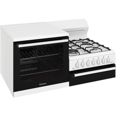 110cm Freestanding gas oven and gas cooktop with separate grill, white