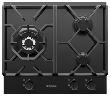 60cm 3 burner black ceramic glass gas cooktop