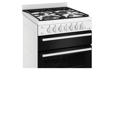 60cm freestanding gas oven and gas cooktop with separate grill, white