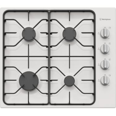 60cm 4 white enamel burner gas cooktop